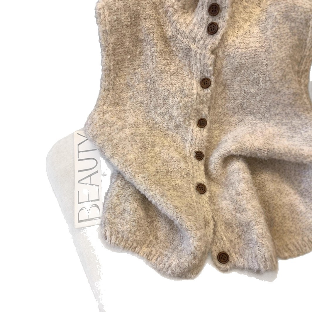 Mock Neck Button Front Sleeveless Knit Cardigan Vest 3
