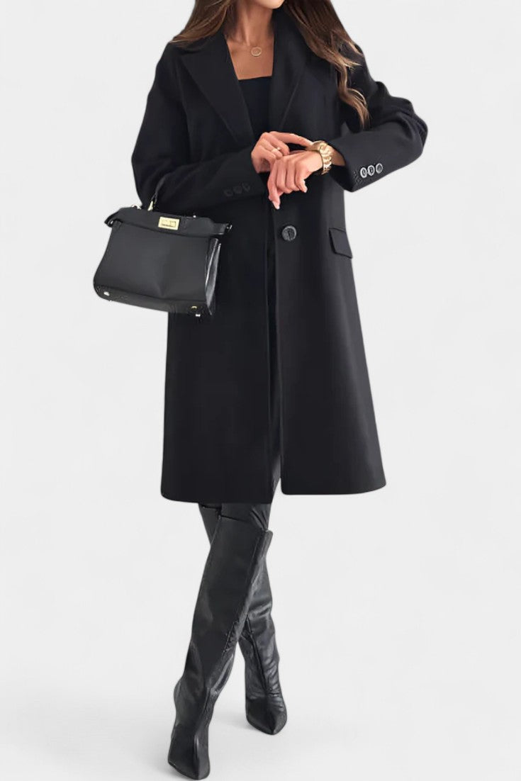 Notch Lapel Single Button Tailored Midi Coat