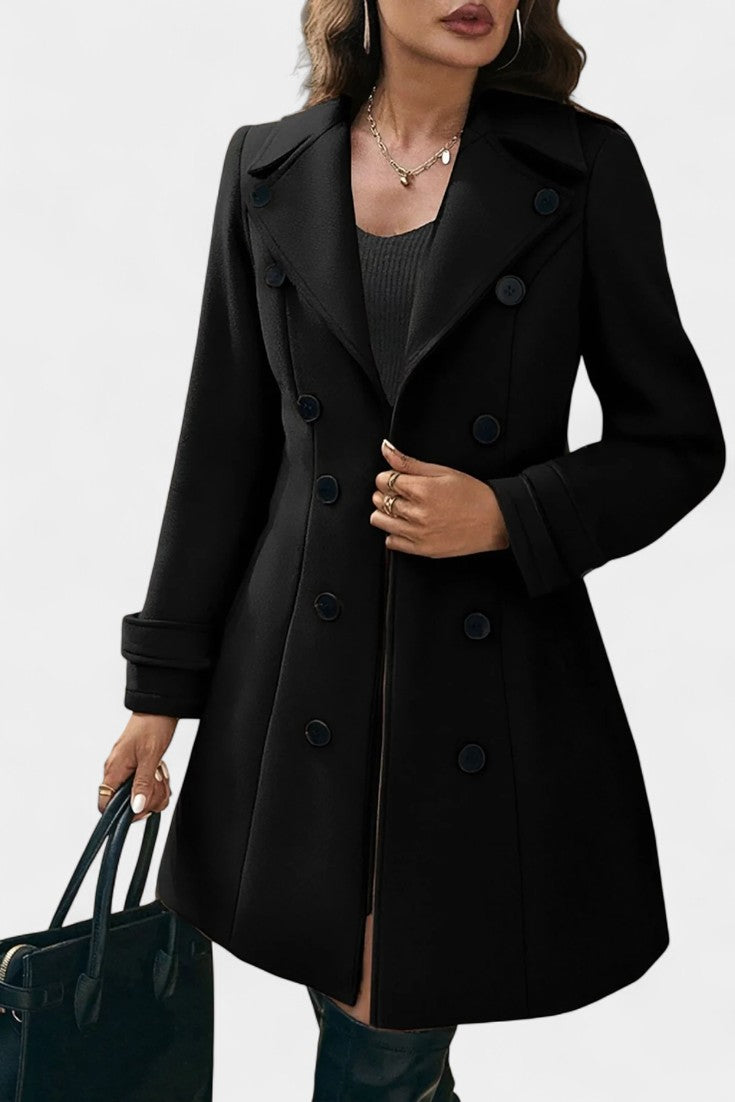 Double Breasted Notched Lapel Longline Coat 5