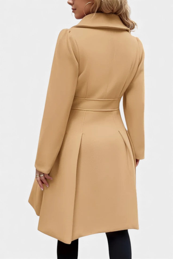 Notch Lapel Double Breasted Fit and Flare Pea Coat 7