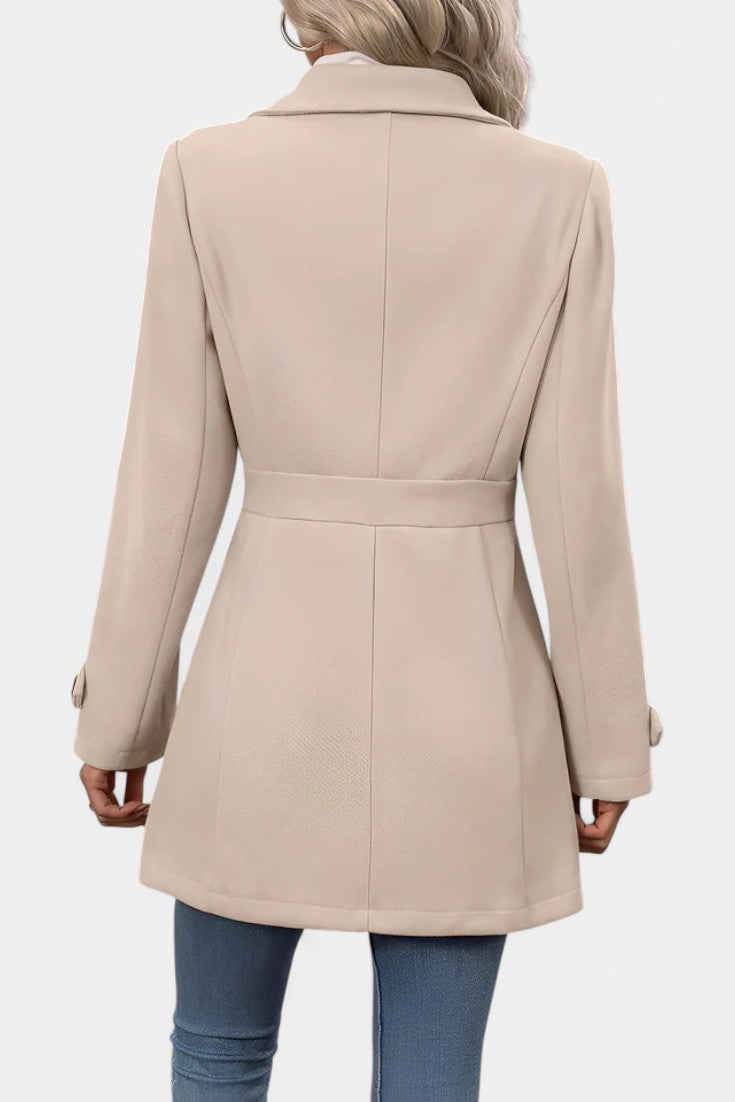 Notch Lapel Button Front Belted Tab Waist Midi Coat 4