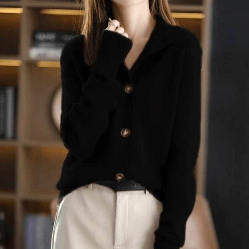 Lapel Collar Button Front Long Sleeve Knit Cardigan 6