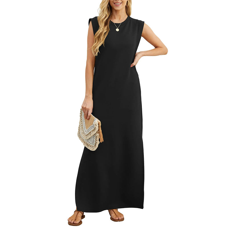 Sleeveless Crew Neck Relaxed Fit Knit Maxi Summer Dress - View 8