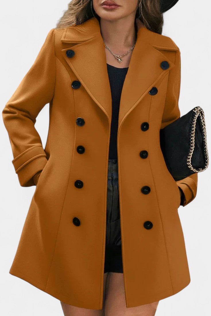 Double Breasted Notched Lapel Longline Coat 10