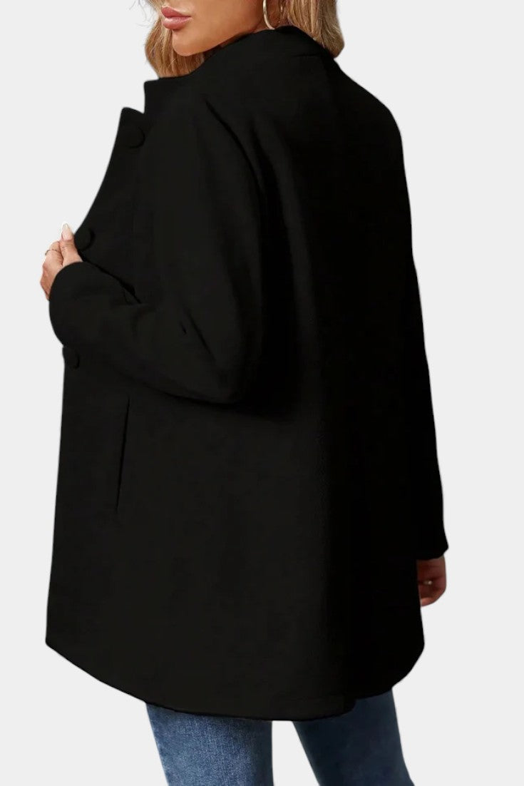 Stand Collar Button Front Long Sleeve Longline Coat 10