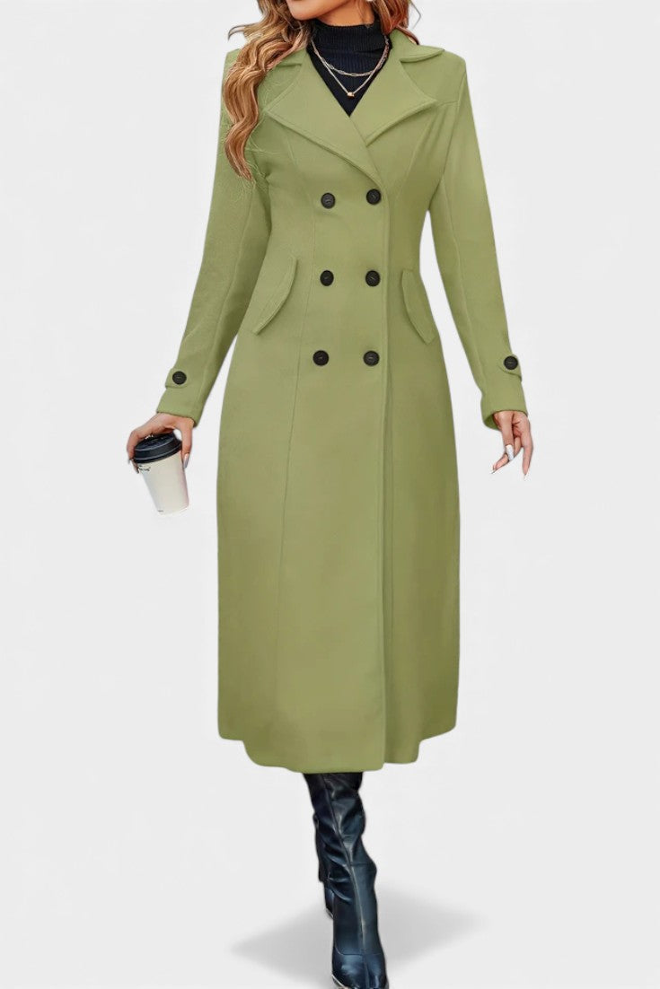 Notched Lapel Double Breasted Belted Longline Coat 6