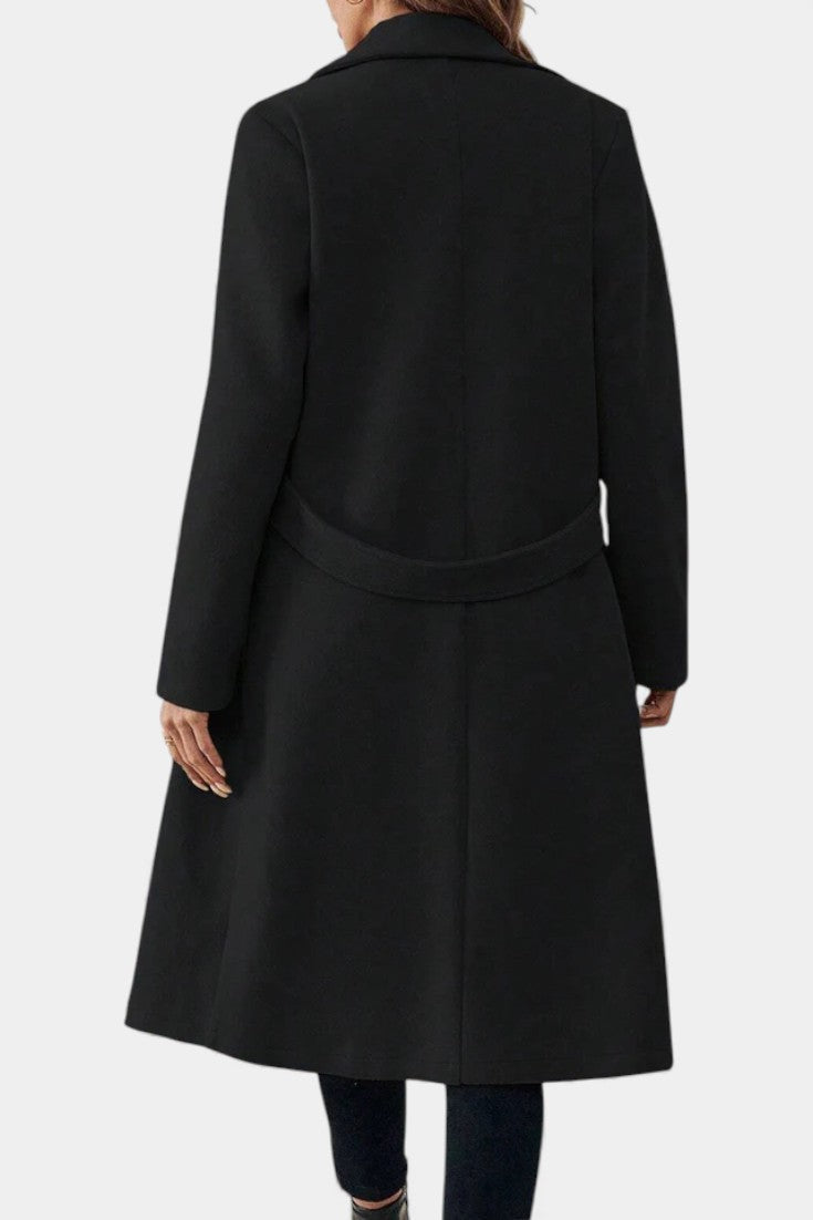 Notch Lapel Double Breasted Belted Longline Coat 10