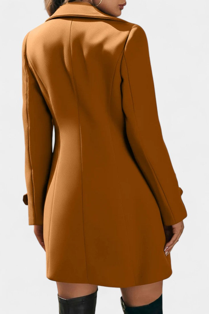 Double Breasted Notched Lapel Longline Coat 11