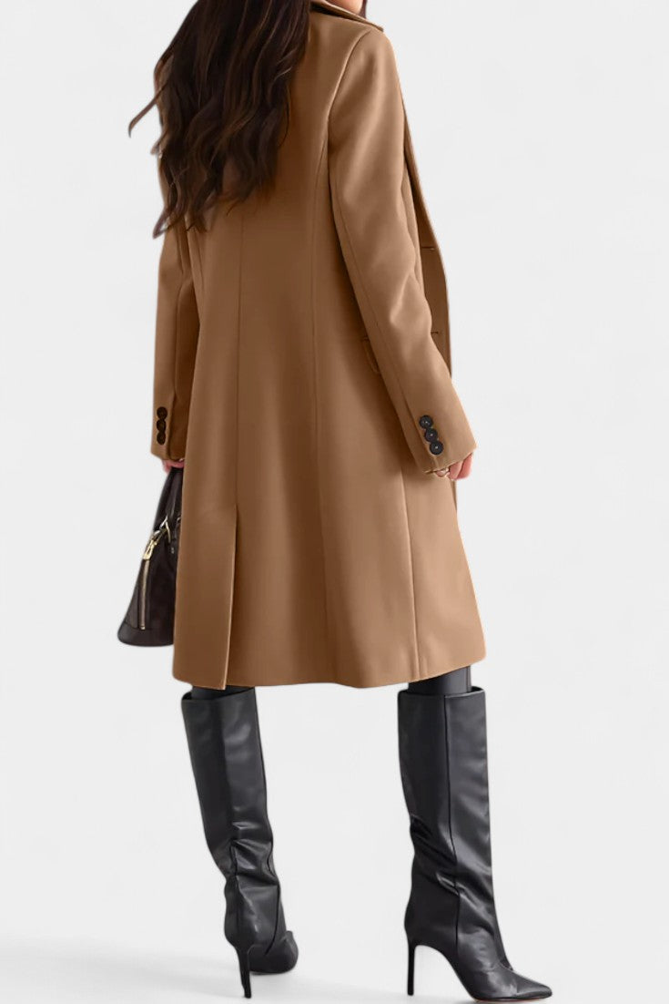 Notch Lapel Single Button Tailored Midi Coat 8
