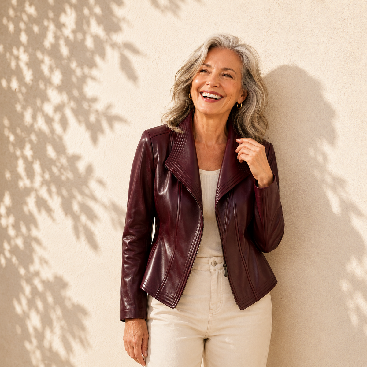 Draped Lapel Asymmetric Zip Faux Leather Jacket 7