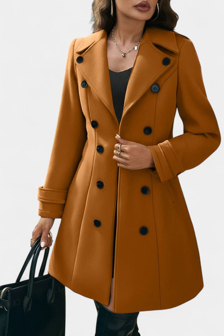 Double Breasted Notched Lapel Longline Coat 12