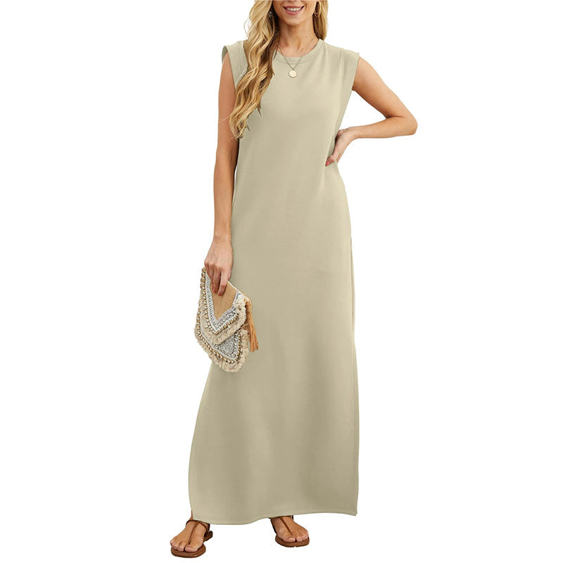 Sleeveless Crew Neck Relaxed Fit Knit Maxi Summer Dress - View 13