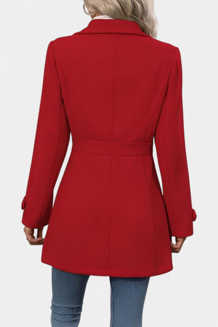 Notch Lapel Button Front Belted Tab Waist Midi Coat 8