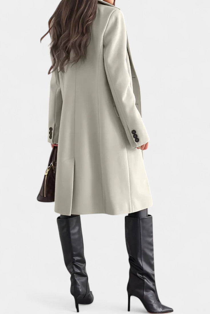 Notch Lapel Single Button Tailored Midi Coat 10