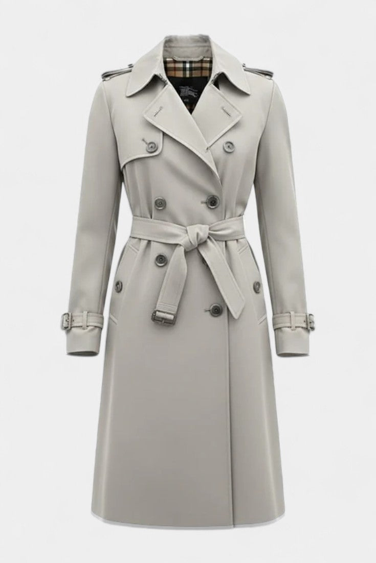 Double Breasted Belted Longline Trench Coat 12