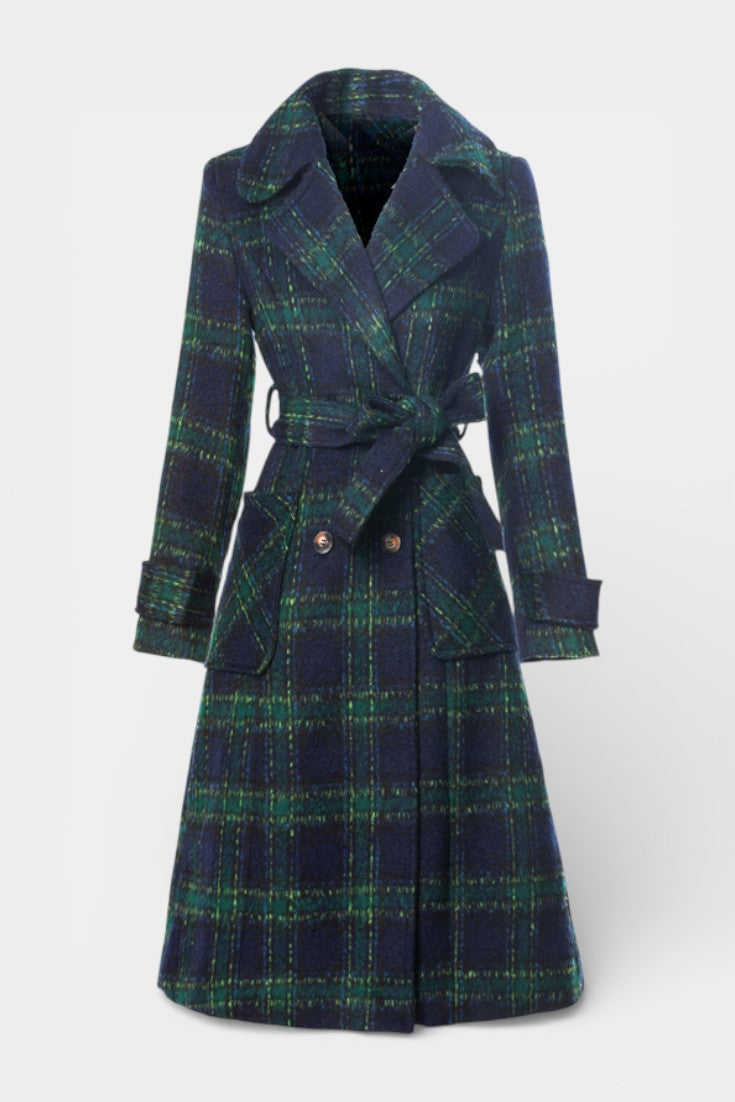Plaid Double Breasted Longline Coat 4