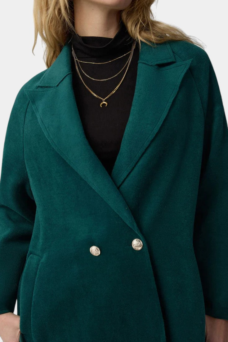 Notched Lapel Open Front Longline Wool Coat 2