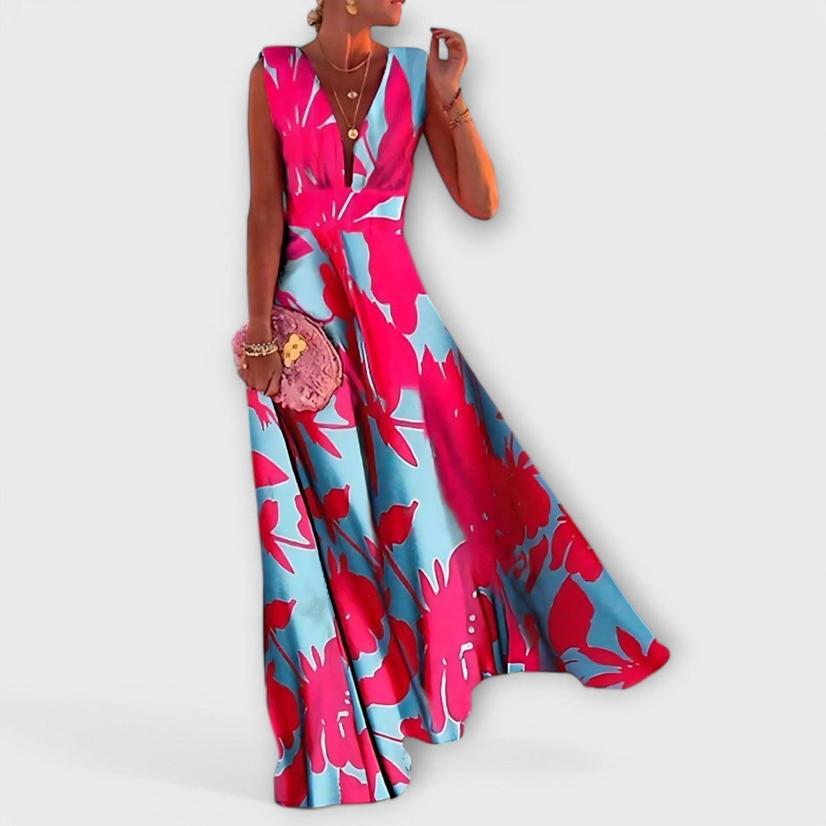 Satin Deep V-Neck Sleeveless High Waist Maxi Dress 4