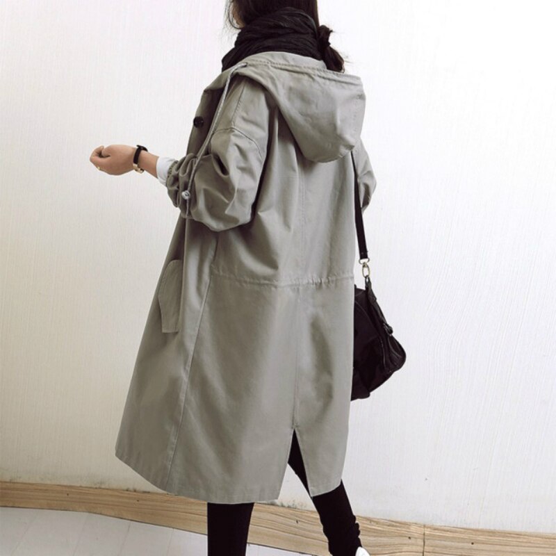 Hooded Button Front Oversized Longline Windbreaker Coat 6