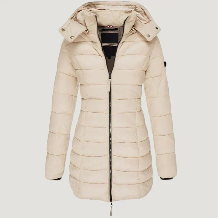Hooded Zip Front Quilted Longline Puffer Coat 5