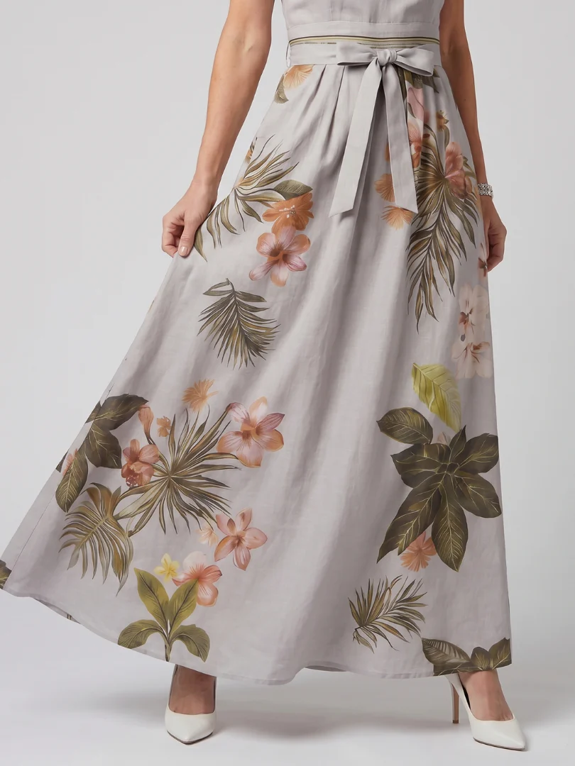 Halter Neck Botanical Print Belted Maxi Dress 9