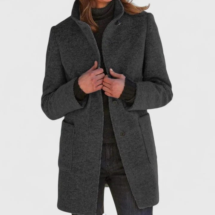 Stand Collar Single Breasted Wool Look Longline Coat 6