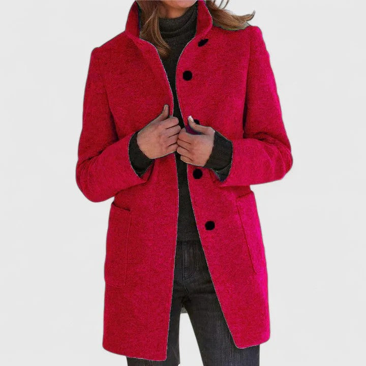 Stand Collar Single Breasted Wool Look Longline Coat 13