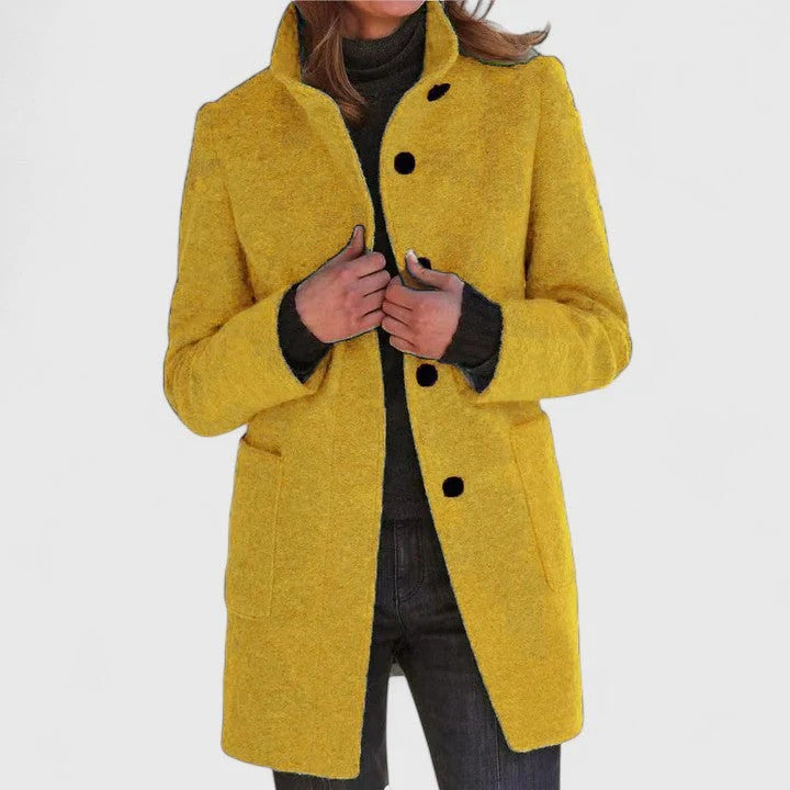 Stand Collar Single Breasted Wool Look Longline Coat 9