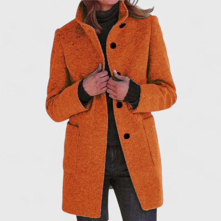 Stand Collar Single Breasted Wool Look Longline Coat 11