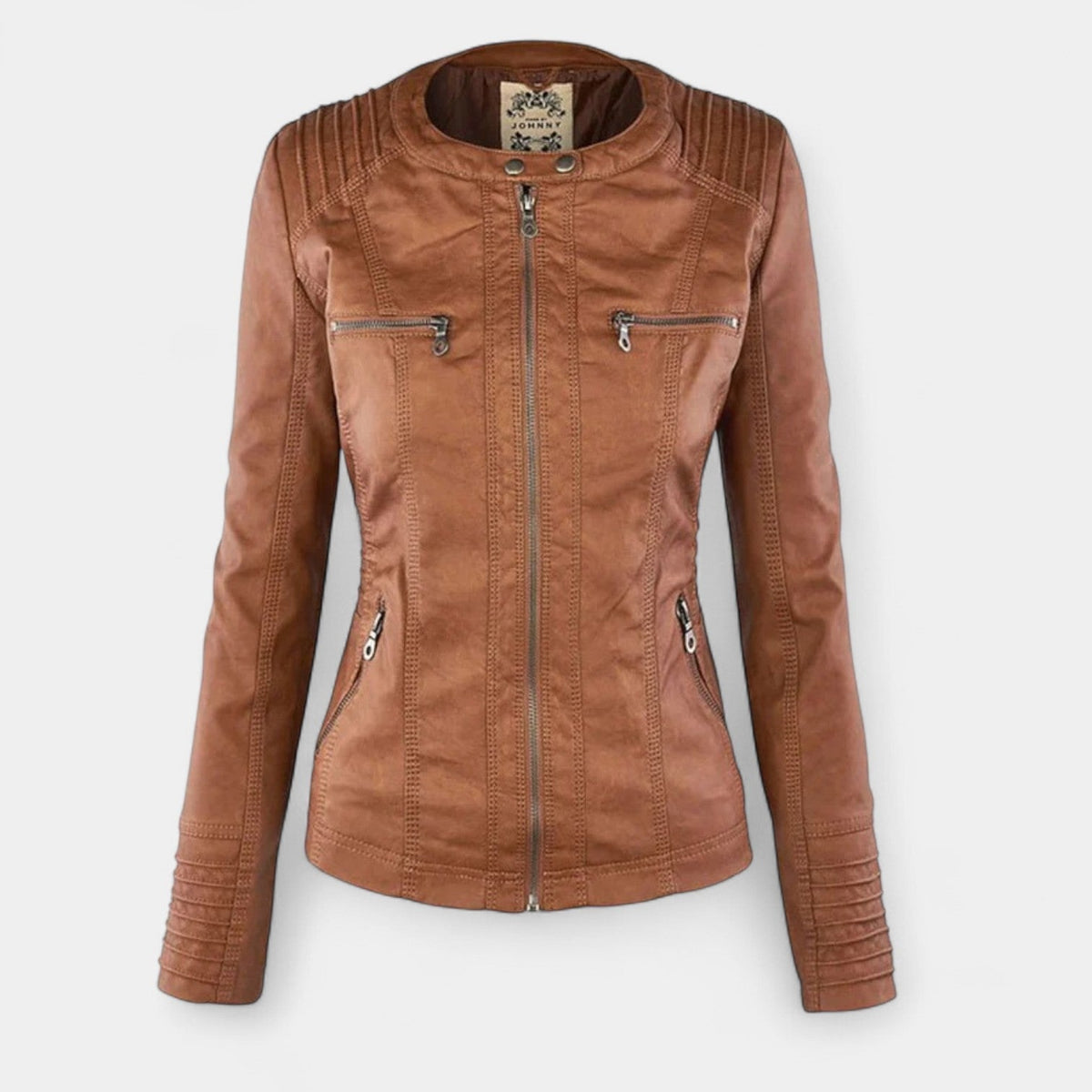 Hooded Zip Front Faux Leather Moto Jacket 4