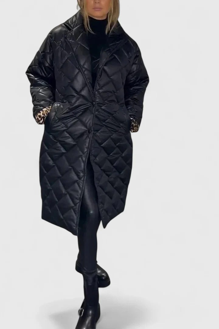 Diamond Quilted Snap Front Longline Coat 2