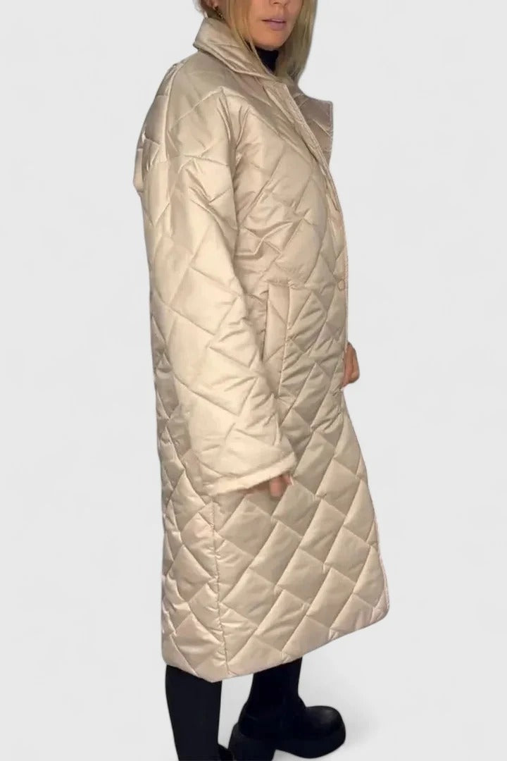 Diamond Quilted Snap Front Longline Coat 4
