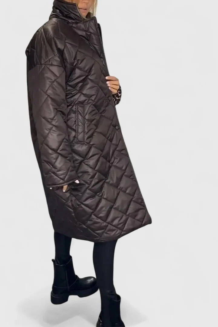 Diamond Quilted Snap Front Longline Coat 6