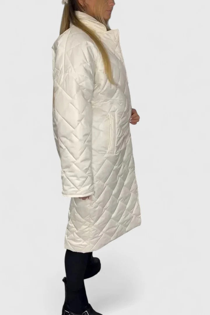 Diamond Quilted Snap Front Longline Coat 8
