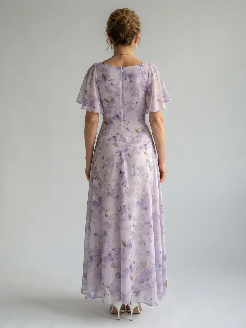 Floral Flutter Sleeve Square Neck Maxi Dress 4