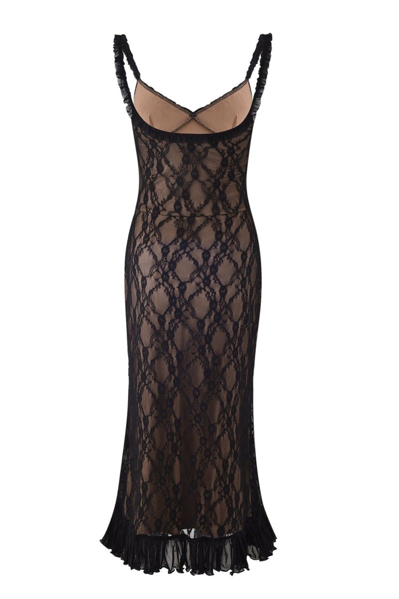 Floral Lace Ruffle Maxi Dress - View 10