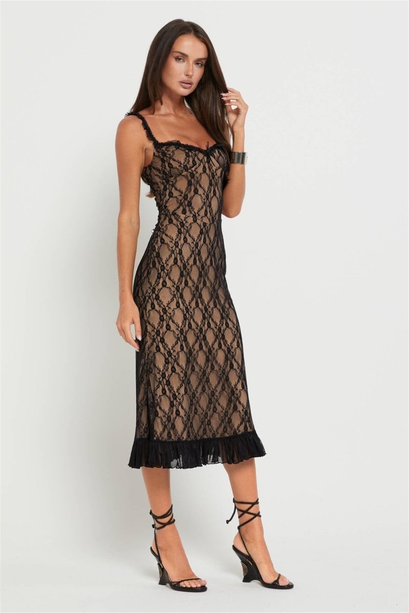 Floral Lace Ruffle Maxi Dress - View 3
