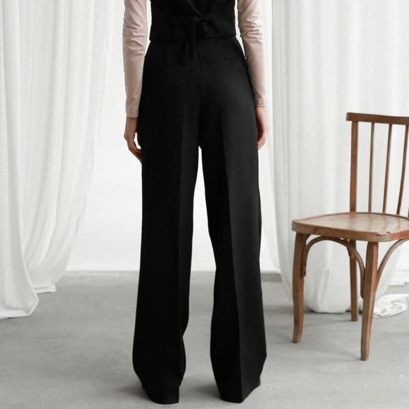 High Waist Pleated Front Wide Leg Trousers 4