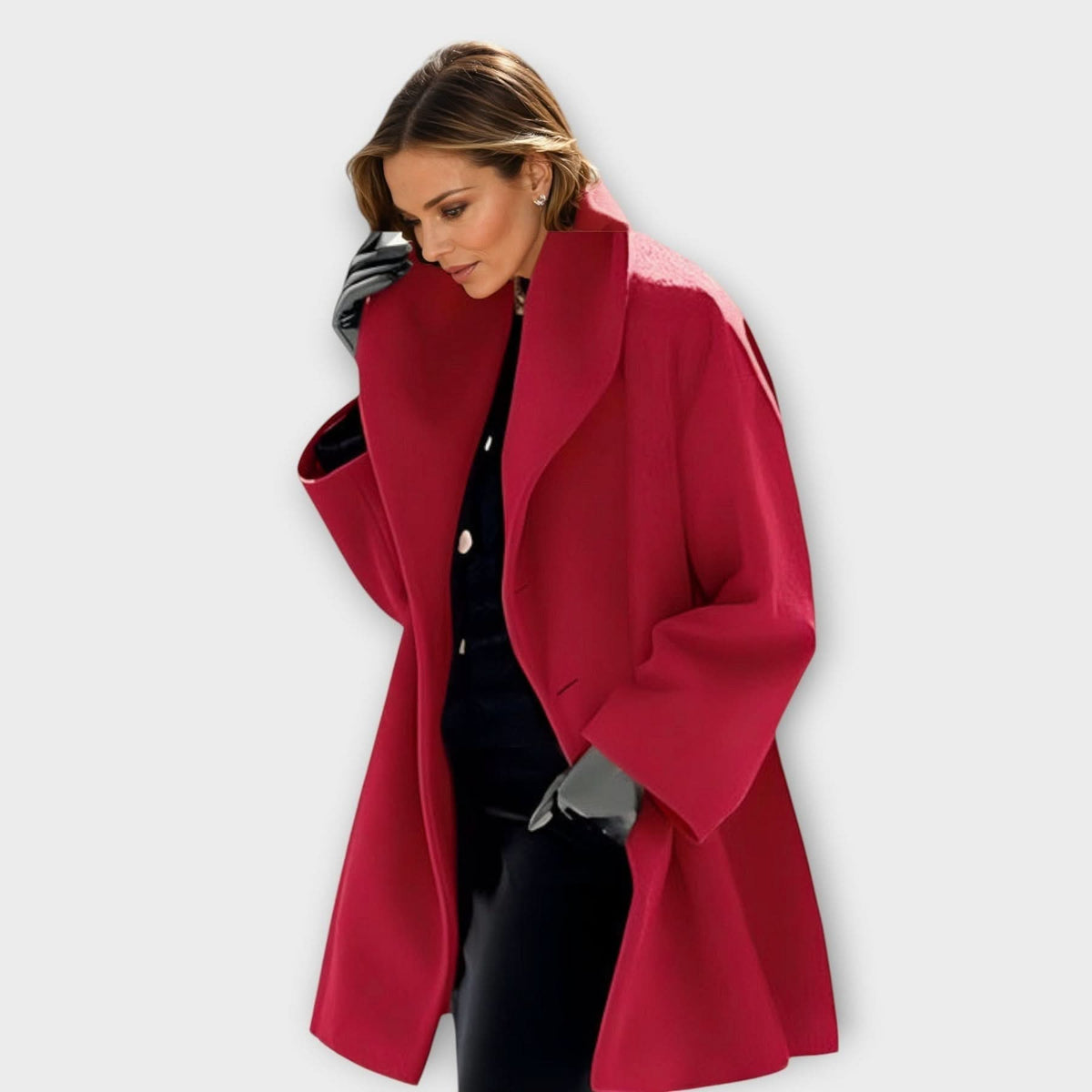 Shawl Collar Longline Wool-Look Coat 2