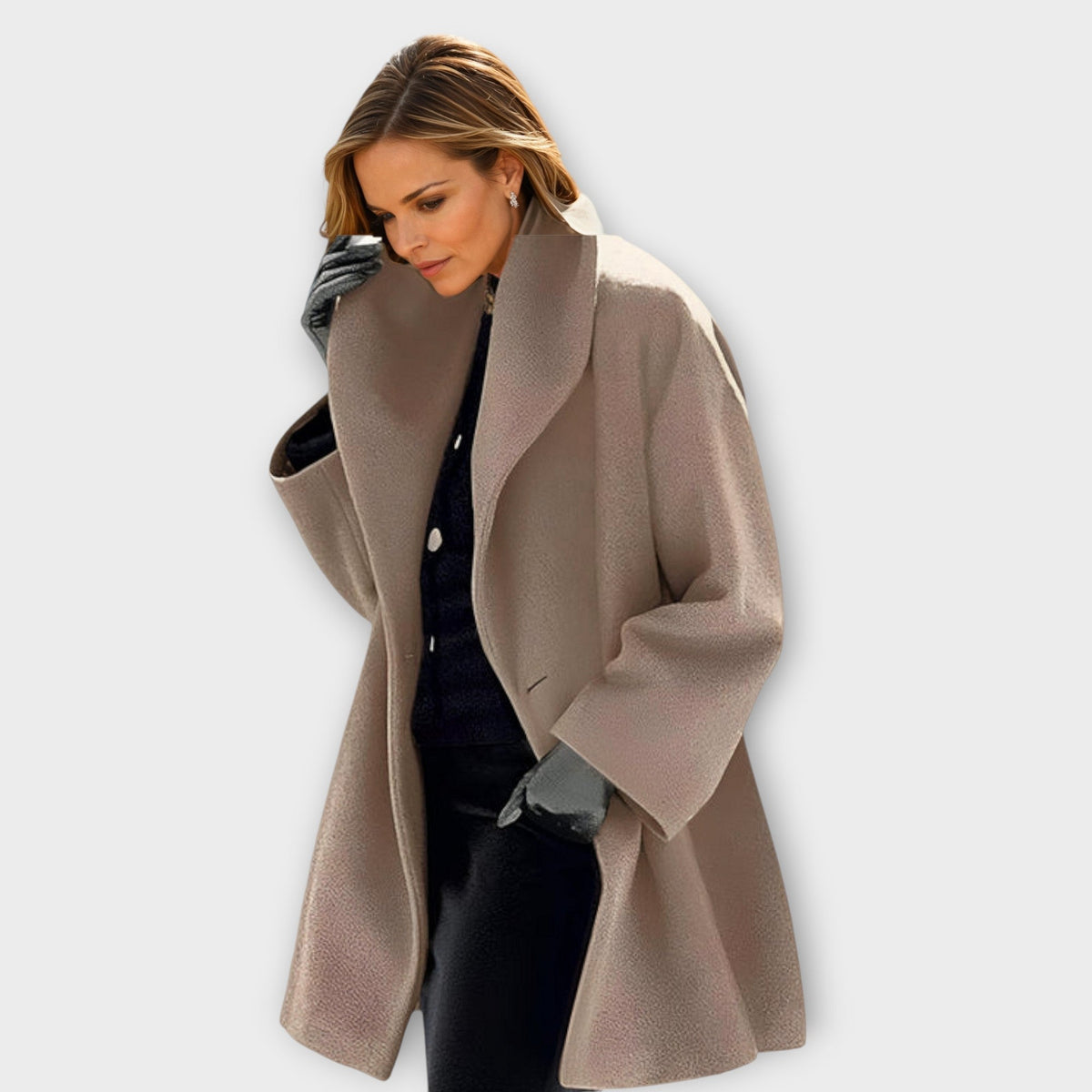 Notch Lapel Open Front Oversized Wool Look Coat 3