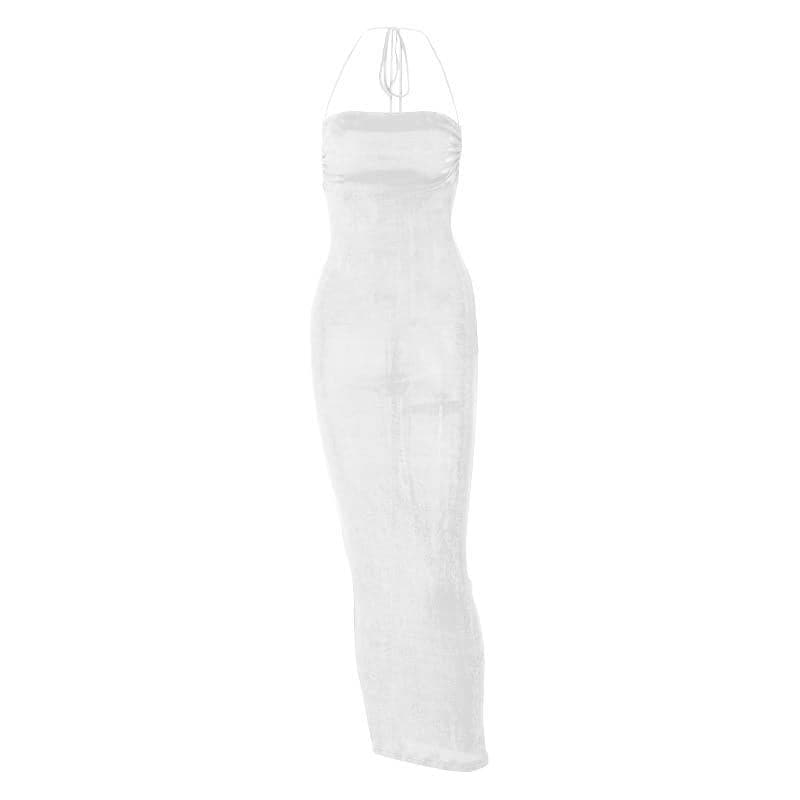 Knit Backless Cowl Neck Maxi Dress - View 14
