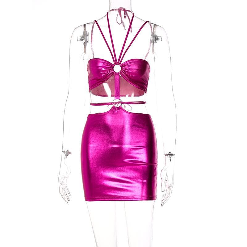 Halter Neck O Ring Cut Out Backless Bodycon Mini Dress - View 5