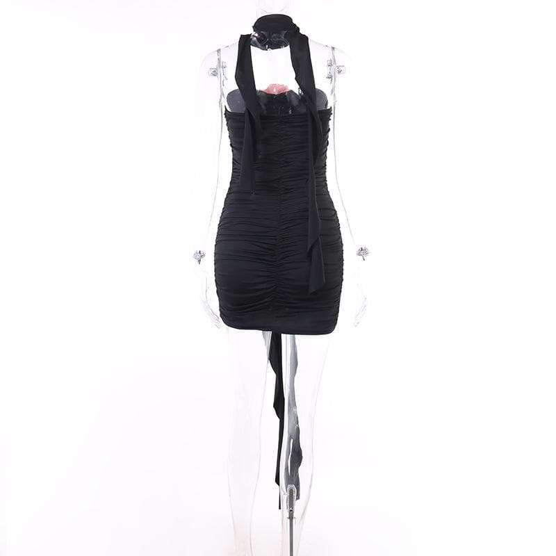Flower Applique Strapless Cut Out Ruched Bodycon Mini Dress - View 5