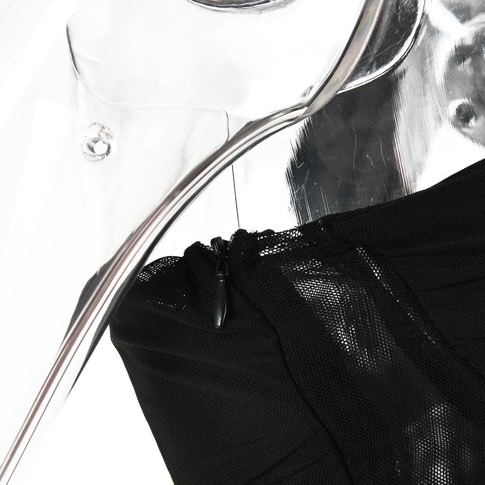 Irregular one shoulder ruched sheer mesh dress - Final Sale - View 8