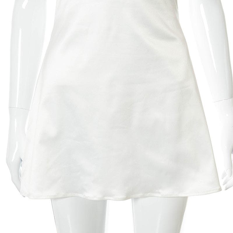 Lace hem satin ruched hollow out backless cami mini dress - View 6