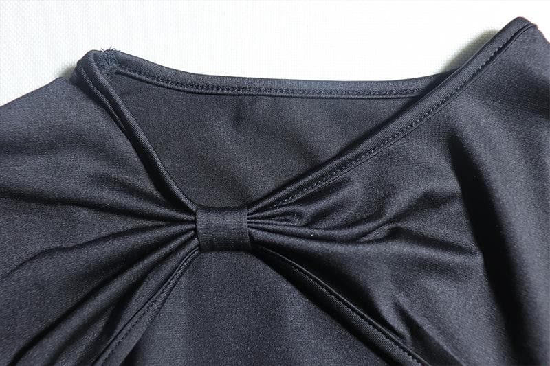 Ruched mesh solid hollow out short sleeve mini dress - View 5