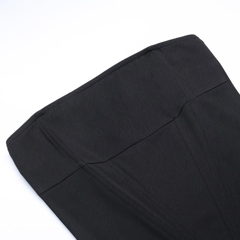 Sleeveless solid feather backless tube dress - View 5