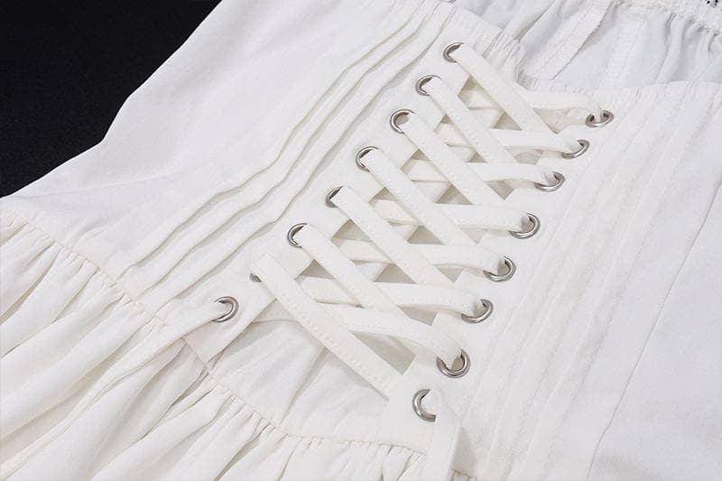 Lace hem lace up ruched backless square neck mini dress - View 7