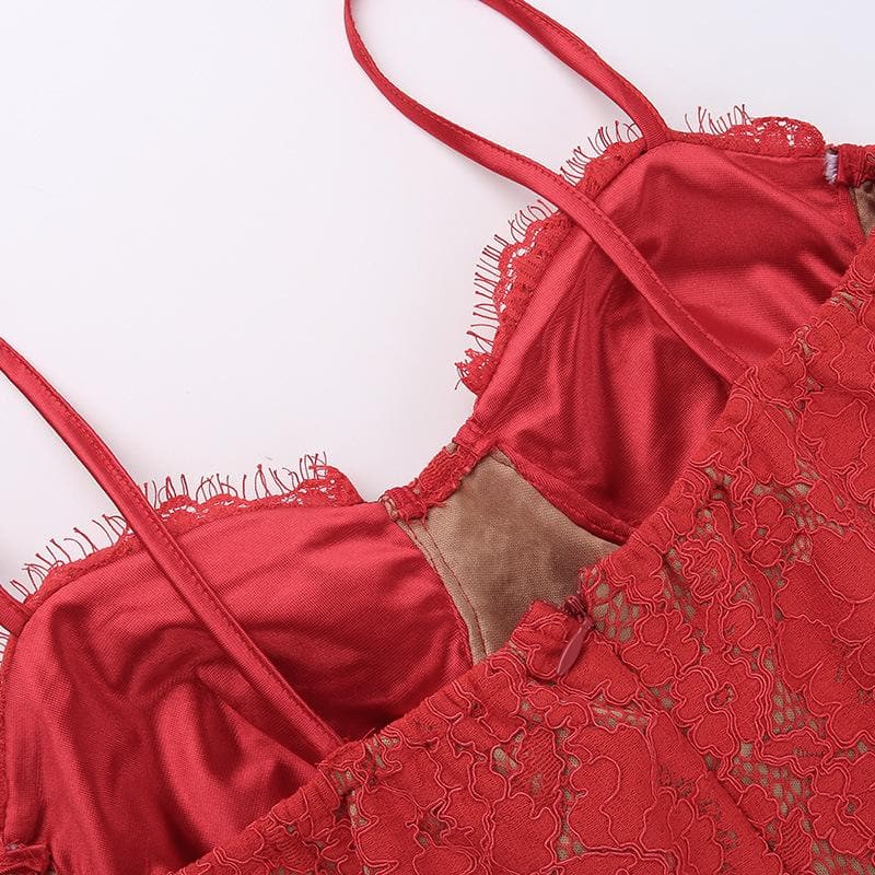 Lace Satin Sweetheart Corset Ruched Mini Dress - View 6