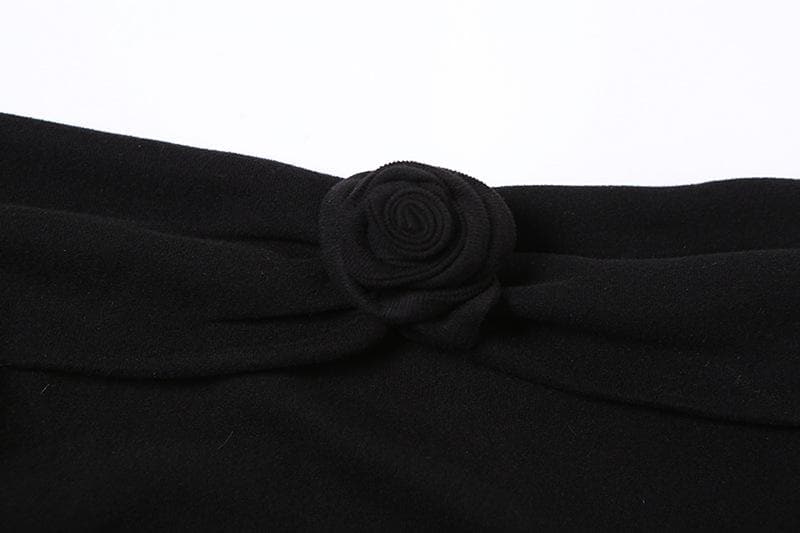Flower Applique Off Shoulder Long Sleeve Fit and Flare Mini Dress - View 6
